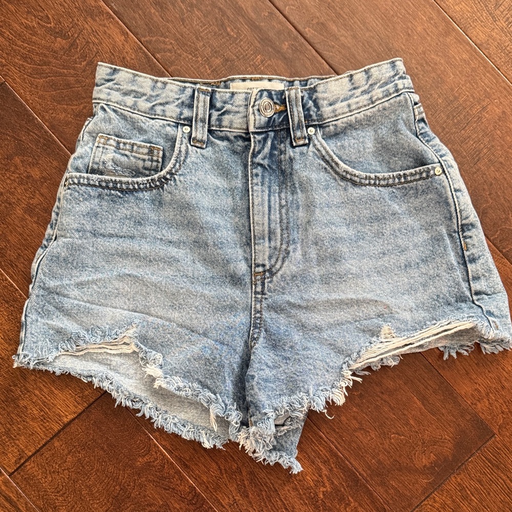 High-Rise Light Blue Denim Cutoff Shorts